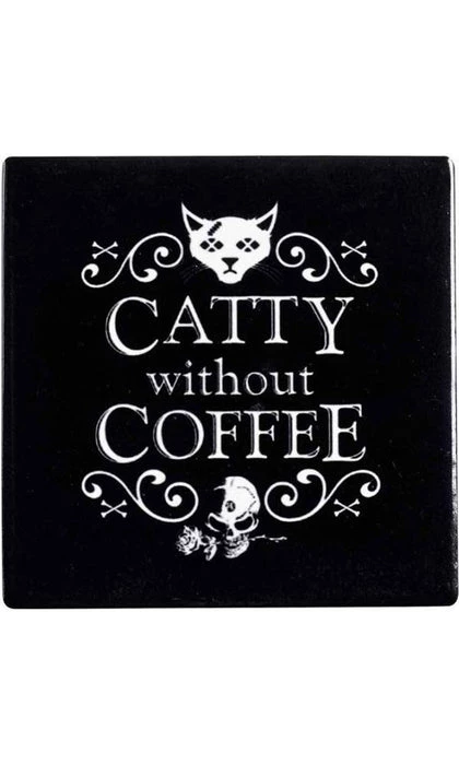New 👍 ALCHEMY GOTHIC Cats Catty Without Coffee | CERAMIC COASTER ❤️ 3 New 👍 ALCHEMY GOTHIC Cats Catty Without Coffee | CERAMIC COASTER ❤️