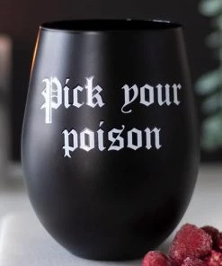 Hot Sale 😀 GOTHIC GIFTS Gothic Homewares Pick Your Poison | STEMLESS WINE GLASS ✨