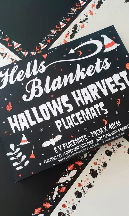 Brand new ๐ HELLS BLANKETS Bats Hallows Harvest | PLACEMAT SET ๐ 4 Brand new ๐ HELLS BLANKETS Bats Hallows Harvest | PLACEMAT SET ๐ - Image 2