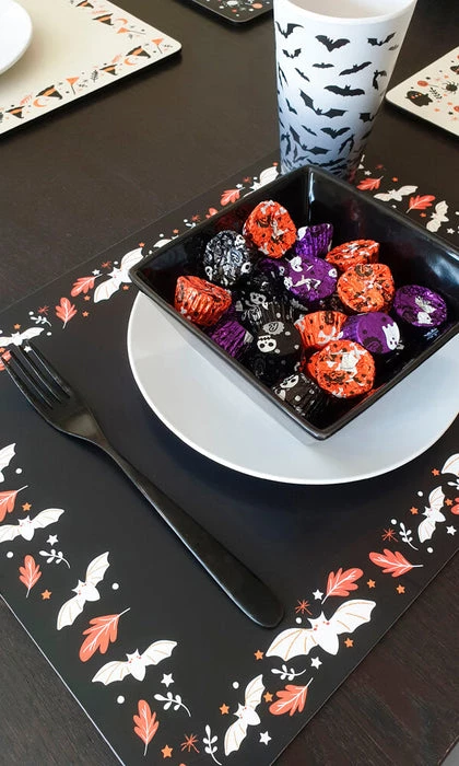 Brand new ๐ HELLS BLANKETS Bats Hallows Harvest | PLACEMAT SET ๐ 3 Brand new ๐ HELLS BLANKETS Bats Hallows Harvest | PLACEMAT SET ๐