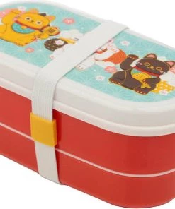 Buy 🧨 HOMEWARES Cats Maneki Neko Lucky Cat | BENTO LUNCH BOX [with Fork & Spoon] 🛒